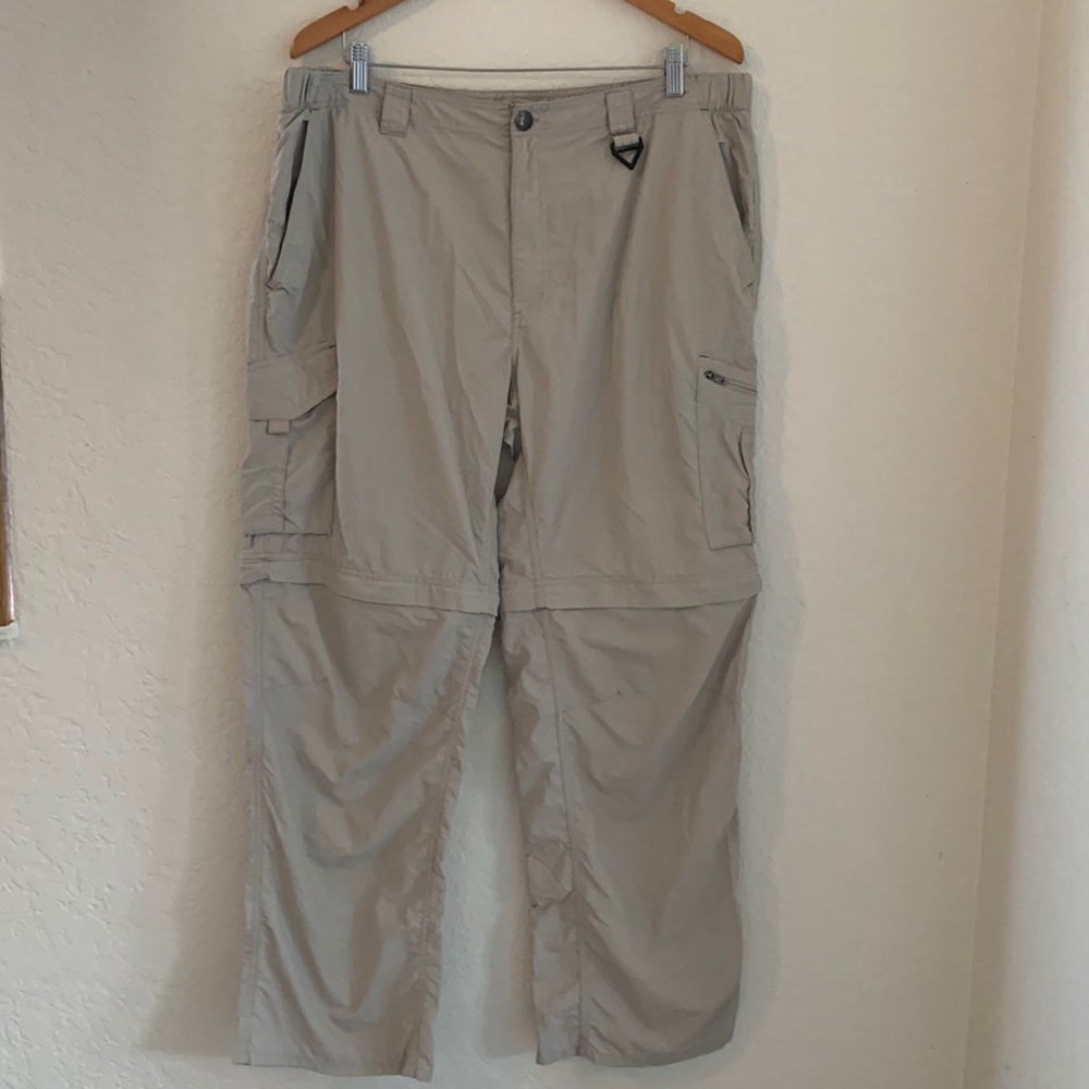 Men's Columbia Omni-Shade Khaki Zip Off Pants Shorts Sz 40x34